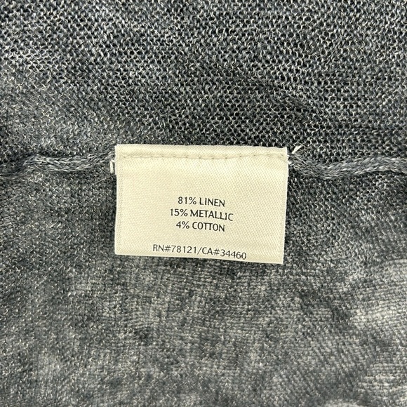 Eileen Fisher Open Front Linen Blend Gray Metallic Cardigan Women’s Size XS - Picture 4 of 7